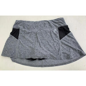 Head Women’s Heathered Gray + Black Stripe Workout Skort Moisture Wick XL #152